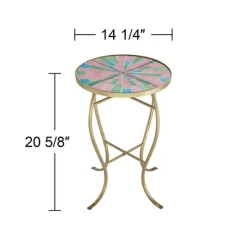 Teal Island Designs Modern Gold Round Outdoor Accent Side Table 14 1/4" Wide Pink Green Mosaic Tabletop For Front Porch Patio House Balcony 13 Teal Island Designs Modern Gold Round Outdoor Accent Side Table 14 1/4" Wide Pink Green Mosaic Tabletop For Front Porch Patio House Balcony -Outdoor Furniture Store GUEST 3f971831 7d6c 4223 9d46 4f051f2efe28