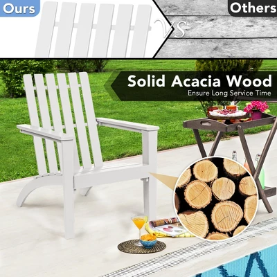 Costway 2PCS Patio Adirondack Chair Side Table Set Solid Wood Garden Deck White 6 Costway 2PCS Patio Adirondack Chair Side Table Set Solid Wood Garden Deck White - Image 4