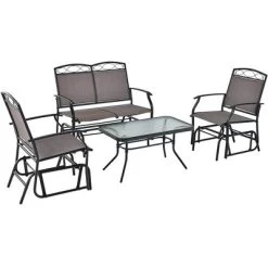 Costway 4pcs Patio Glider Conversation Set Swing Rocking Chair Table Heavy-Duty Outdoor -Outdoor Furniture Store GUEST 3ff81ea0 2bdb 4c1d b811 d32cab6471ac