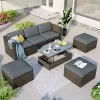 5pc Outdoor Wicker Conversations Set With Adjustable Sofa, Ottomans & Accent Table - Gray - GODEER -Outdoor Furniture Store GUEST 402a3aaf 3f98 4af2 a9c6 898fafe94508