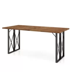 Costway 67'' Patio Rectangle Table Heavy-Duty Acacia Wood Dining Table With Umbrella Hole -Outdoor Furniture Store GUEST 402b531a 3289 4673 84e1 3c1c26eec55d