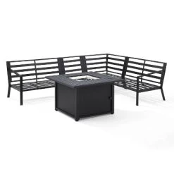 5pc Clark Outdoor Steel Fire Pit Set - Crosley -Outdoor Furniture Store GUEST 404d15a4 c2cb 427f 8ed8 44fc55086758