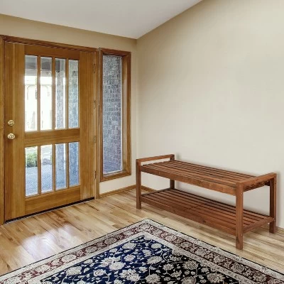 Blane 3-Seat Mid-Century Modern Acacia Wood Slat Outdoor Garden Patio Bench - JONATHAN Y 3 Blane 3-Seat Mid-Century Modern Acacia Wood Slat Outdoor Garden Patio Bench - JONATHAN Y