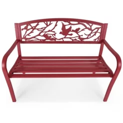 Costway Patio Garden Bench Park Yard Outdoor Furniture Cast Iron Porch Chair Red -Outdoor Furniture Store GUEST 422c6d68 11d7 46ab 93d3 f1df457c123d
