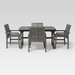 5pc Slatted Extendable Acacia Wood Patio Dining Set - Saracina Home -Outdoor Furniture Store GUEST 4289a56f 8003 4af7 a5a6 564d290fc70b