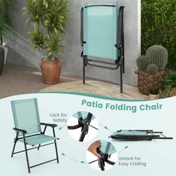 Costway Patio Folding Sling Back Chair Portable Armrests Metal Outdoor Dining Green 14 Costway Patio Folding Sling Back Chair Portable Armrests Metal Outdoor Dining Green -Outdoor Furniture Store GUEST 428c7e7a 09c5 49b5 aee0 3e6c5f7c2514