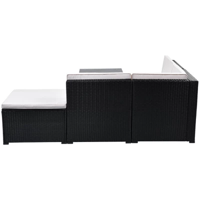 5pc Wicker Patio Conversation Set With Cushions - Black/Beige - GODEER 8 5pc Wicker Patio Conversation Set With Cushions - Black/Beige - GODEER - Image 6