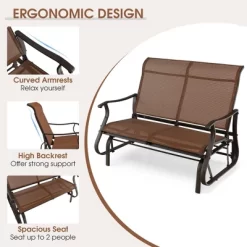 Costway 2-Person Patio Swing Glider Bench Loveseat Rocking Chair High Back Deck -Outdoor Furniture Store GUEST 434240f3 6215 451e 9021 f1e720cfe2c4