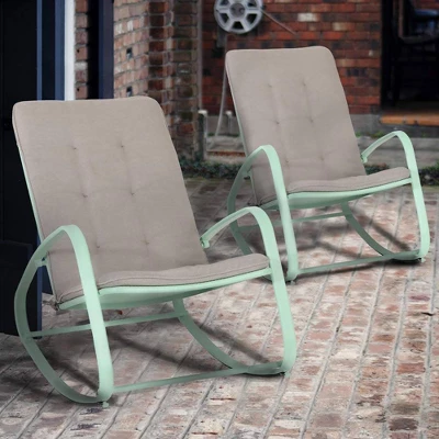2pc Patio Modern Rocking Chair - Green - Captiva Designs 5 2pc Patio Modern Rocking Chair - Green - Captiva Designs - Image 3