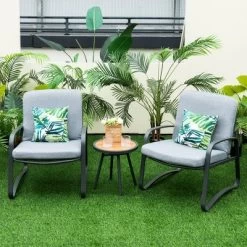 Costway 3pcs Patio Bistro Conversation Set DPC Tabletop Metal Cushioned Chairs Outdoor -Outdoor Furniture Store GUEST 43739d01 7550 437e 8962 0318ec5bee68