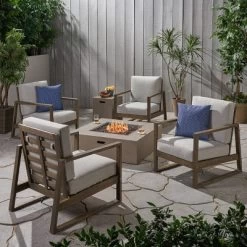 Belgian 6pc Acacia Wood Fire Conversation Set - Christopher Knight Home -Outdoor Furniture Store GUEST 442f71fc a2b2 44d6 ac19 769c274e4896