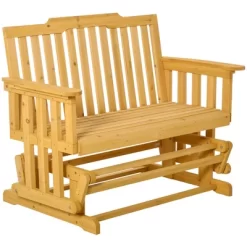 Outsunny Wooden Patio Glider Bench, Wood Outdoor Loveseat With High Back And Armrests, 2-Seat -Outdoor Furniture Store GUEST 449cfc58 e25a 49a3 9063 c59d369f340c