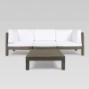 Brava 4pc Acacia Modular Sofa And Table Set - Gray/White - Christopher Knight Home -Outdoor Furniture Store GUEST 44b29d29 5e44 4611 ab8f d9553e453898