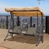 Outsunny 2-Person Porch Swing, Outdoor Patio Swing Bench With Adjustable Tilt Canopy, Cup Holder And Storage Tray, Steel Frame, Brown -Outdoor Furniture Store GUEST 45415053 ee3f 4f08 94bf 7481cafad507