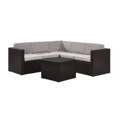 Palm Harbor 6pc Outdoor Wicker Sectional Set - Gray - Crosley -Outdoor Furniture Store GUEST 460b1167 5722 445f ae59 2e99d5068257