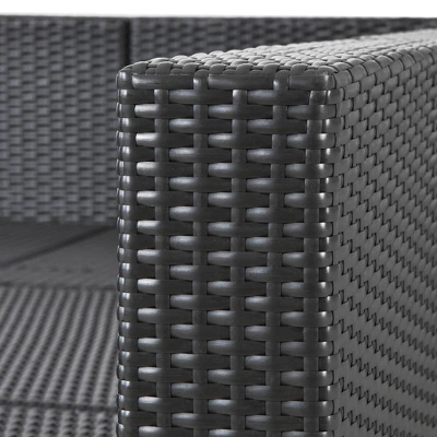 5pc Wicker Patio Sectional Seating Set With Cushions - Espresso/Blue - GODEER 7 5pc Wicker Patio Sectional Seating Set With Cushions - Espresso/Blue - GODEER - Image 5