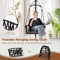 Costway Hanging Swing Hammock Chair With Stand Metal Frame Woven Backrest Seat Cushions -Outdoor Furniture Store GUEST 4692bc6b b241 4938 8713 be700b159f9d