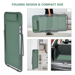 Tangkula 2 PCS Beach Chair Lounger Reclining Folding Chair W/3-Position Adjustable Backrest Blue/Orange/Green -Outdoor Furniture Store GUEST 46ea0809 f134 45cf 864f edd1537686c8