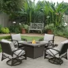 Kinger Home Ethan 5-Piece Rattan Wicker Propane Fire Pit Set With An Aluminum Frame