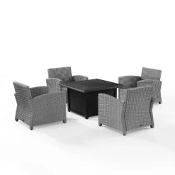 Bradenton 5pc Wicker Conversation Set With Fire Table - Gray - Crosley -Outdoor Furniture Store GUEST 478112d7 cfe2 4ee4 bf11 4cca7ccdfee6
