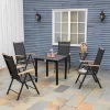 Outsunny 5 Piece Outdoor Furniture Patio Dining Set For 4, Square Outdoor Dining Table, Adjustable Reclining Folding Chairs, Black -Outdoor Furniture Store GUEST 48168e51 6ff1 4e96 a064 325c731d47bc