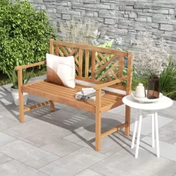 Costway Patio Acacia Wood 2-Person Slatted Bench Outdoor Loveseat Chair Garden Natural -Outdoor Furniture Store GUEST 487162c6 7cce 4e6e ba5c 33b8fed125de