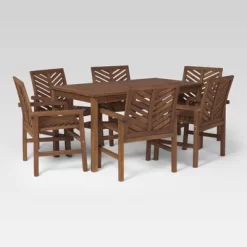 7pc Slatted Chevron Acacia Patio Dining Set - Saracina Home -Outdoor Furniture Store GUEST 4871da67 cad9 4005 bad1 36caadb12835