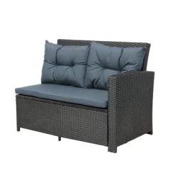 6pc Wicker Patio Conversation Set With Glass Table Ottomans & Cushions - Black/Dark Gray - GODEER 25 6pc Wicker Patio Conversation Set With Glass Table Ottomans & Cushions - Black/Dark Gray - GODEER -Outdoor Furniture Store GUEST 48bbf989 5fe4 4eeb b2c7 cdb25d130448