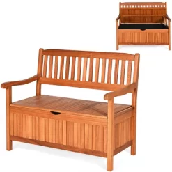 Costway 42'' Storage Bench Deck Box Solid Wood Seating Container Tools Toys W/Backrest 13 Costway 42'' Storage Bench Deck Box Solid Wood Seating Container Tools Toys W/Backrest -Outdoor Furniture Store GUEST 495be092 0f49 4822 81ae c80b4270a501