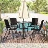 5-Piece Patio Rattan Dining Table Set , Counter Height PE Wicker Dining Table Set With Umbrella Hole And 4 Foldable Chairs, Brown-ModernLuxe -Outdoor Furniture Store GUEST 49eca2e7 3722 4a15 9be0 1e01bb8ecab7