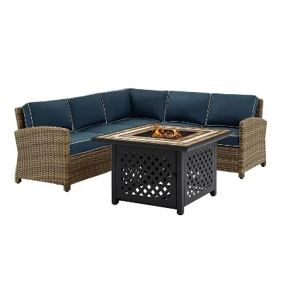 Bradenton 4pc Outdoor Wicker Sectional Set With Fire Table - Crosley 9 Bradenton 4pc Outdoor Wicker Sectional Set With Fire Table - Crosley - Image 7