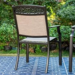5pc Outdoor Dining Set With Sling Chairs & Metal Round Table With Umbrella Hole - Black - Captiva Designs -Outdoor Furniture Store GUEST 4a77c5ed 2711 40c7 8129 a8f67812de81 2