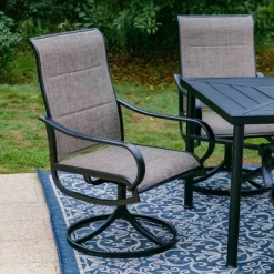 7pc Outdoor Dining Set With Padded Swivel Chairs & Metal Rectangle Table With Umbrella Hole - Gray - Captiva Hole -Outdoor Furniture Store GUEST 4b71440d fa28 4830 9c65 4da4bac0a481