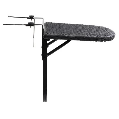 Parksville Rattan Foldable Balcony Table - Black - CorLiving 7 Parksville Rattan Foldable Balcony Table - Black - CorLiving - Image 5