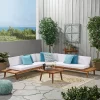 Hillcrest 4pc Acacia V-Shaped Outdoor Patio Sectional Sofa Set - Natural/White - Christopher Knight Home -Outdoor Furniture Store GUEST 4c16dae6 5118 4e63 9f06 a694a1046e64