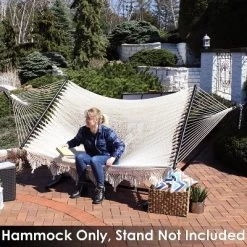 Sunnydaze Decor Sunnydaze Heavy-Duty 2-Person Woven Polyester Style Hammock With Crocheted Edges And Wooden Spreader Bars - 600 Lb Weight Capacity -Outdoor Furniture Store GUEST 4c4364b8 c18d 479f 828d 23328fdf34b5