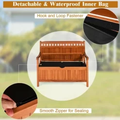 Costway 42'' Storage Bench Deck Box Solid Wood Seating Container Tools Toys W/Backrest 17 Costway 42'' Storage Bench Deck Box Solid Wood Seating Container Tools Toys W/Backrest -Outdoor Furniture Store GUEST 4cc7784c ecef 4778 9253 498abee6f3da