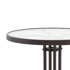 Emma And Oliver 23.75" Round Tempered Glass Metal Table With Smooth Ripple Design Top -Outdoor Furniture Store GUEST 4ce1aed4 4ef9 4279 9d38 81c3d4a54399