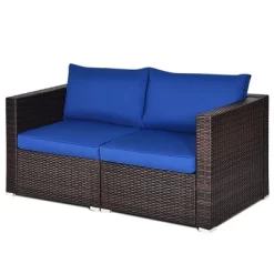 Costway 4PCS Patio Rattan Corner Sofa Sectional Furniture Set Navy Cushion -Outdoor Furniture Store GUEST 4d4da3ba 09bb 4e00 8377 1e9e0c3f9f73 1