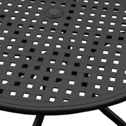 42" Modern Mesh Aluminum Round Patio Dining Table - Black - Oakland Living