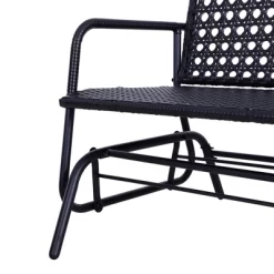 Outsunny Patio 2-Person Wicker Glider Bench Rocking Chair, Outdoor All-Hand Woven PE Rattan Loveseat For Patio, Garden, Porch, Lawn, Black -Outdoor Furniture Store GUEST 4d549c58 cf73 4d0e 8d9f 865a7ff498a5