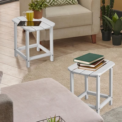 Costway 2PCS 18'' Patio Adirondack Side Table Weather Resistant Garden Yard White 3 Costway 2PCS 18'' Patio Adirondack Side Table Weather Resistant Garden Yard White
