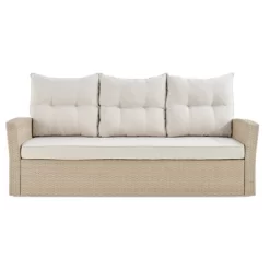 All-Weather Wicker Canaan Outdoor Sofa With Cushions Brown - Alaterre Furniture