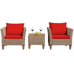 Tangkula 3 Piece Outdoor Rattan Sofa Set Wicker Conversation Furniture Set With Cushions -Outdoor Furniture Store GUEST 4dea28c2 20d6 458d b62c d692e705e806