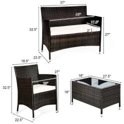 Tangkula 4 PCS Patio Rattan Wicker Furniture Set Outdoor With Cushions -Outdoor Furniture Store GUEST 4e10f854 8281 4b0b 92a3 16e548a6a921