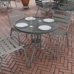 Flash Furniture Bellamy 31.5'' Silver Round Tempered Glass Metal Table -Outdoor Furniture Store GUEST 4e394a24 df59 4f0c ad13 dd3fec6efa04