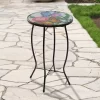 Northlight 19" Floral And Butterfly Glass Patio Side Table -Outdoor Furniture Store GUEST 4e427a03 a0da 4941 b909 b10242673eba