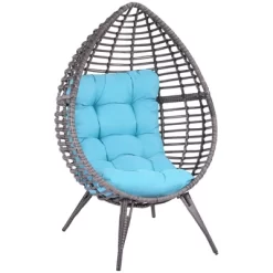 Outsunny Patio Wicker Lounge Chair With Soft Cushion, Outdoor/Indoor PE Rattan Egg Teardrop Cuddle Chair With Height Adjustable Knob For Backyard Garden Lawn Living Room -Outdoor Furniture Store GUEST 4e51f06d dae8 4c68 a3d7 50192743e55d