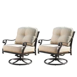 Oakland Living 5pc Deep Seating Swivel Aluminum Outdoor Patio Fire Pit Dining Set With Round Fire Table With Stripe Patterned Lid Copper -Outdoor Furniture Store GUEST 4ead8e26 39f7 424a ad5c 8be87a8ca392 5