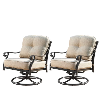 Oakland Living 5pc Deep Seating Swivel Aluminum Outdoor Patio Fire Pit Dining Set With 44" Round Fire Table With Weave Pattern Copper 12 Oakland Living 5pc Deep Seating Swivel Aluminum Outdoor Patio Fire Pit Dining Set With 44" Round Fire Table With Weave Pattern Copper - Image 10